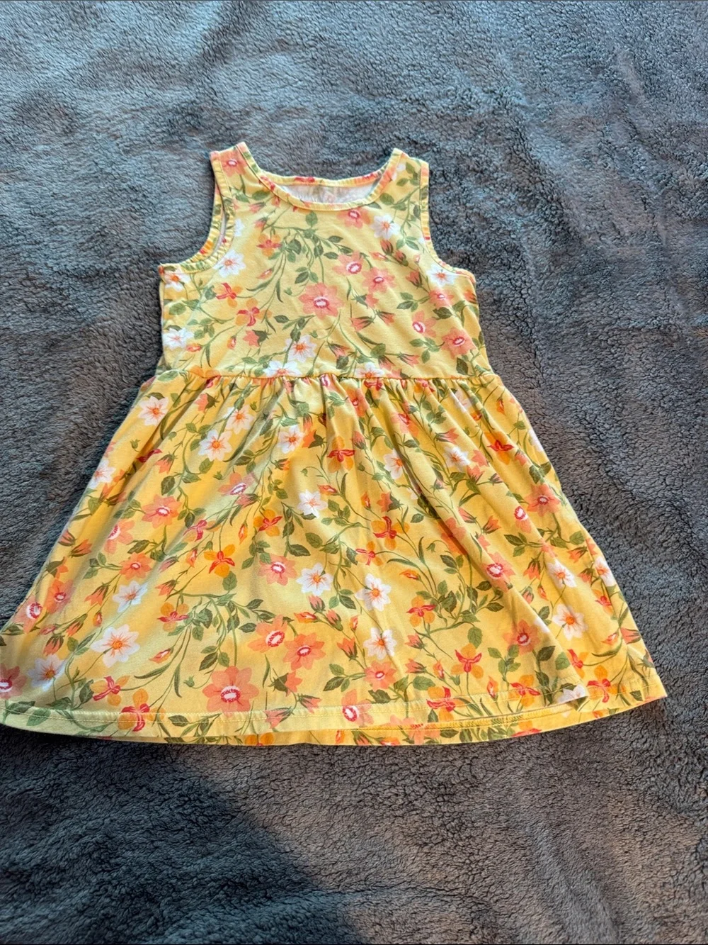 The Children's Place Yellow Floral Tank Dress with Pink & White Flowers